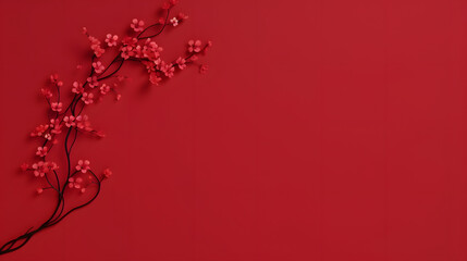 Beautiful red flowers on red background. 3d rendering