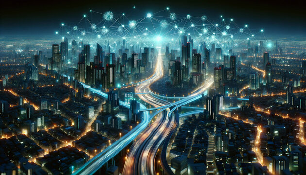 ็High speed internet, 5G wireless network, cloud computing or connect diagram technology, Data storage, service, synchronize, online, financial, Connectivity global, smart city, Gen by AI