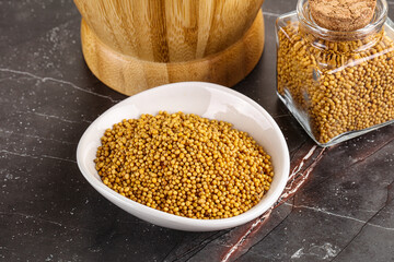 Mustard dry seeds in the bowl