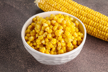 Marinated corn in the bowl