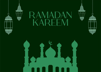 Green Ramadan Islamic holy month template design. Suitable for social media, poster, greeting cards and banner. Landscape orientation background 
