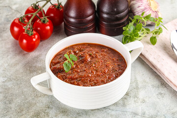 Spanish traditional gazpacho tomato soup