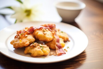 Naklejka premium savory donuts with bacon and cheese