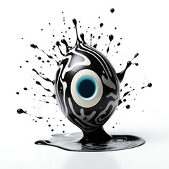 Abstract black art Easter egg on white background Generative AI