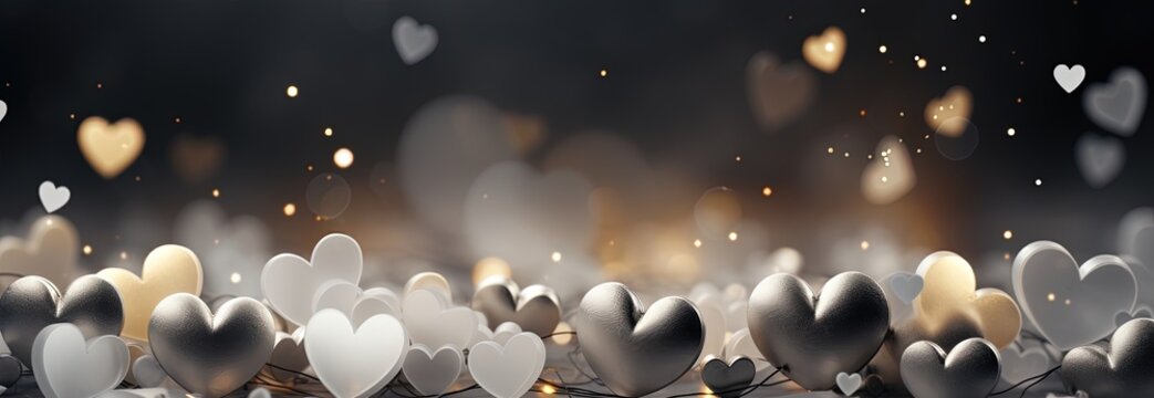 Many white hearts valentine day back. Created with AI