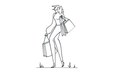 Shopping at Super Sale Season-Unique Weird Illustration Illustration