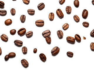 Coffee beans on transparent background. PNG