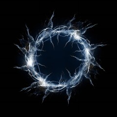 Empty lightning bolt frame on black background Generative AI
