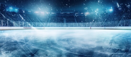 indoor hockey stadium with white lights and white snow
