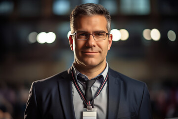 Male Journalist with a Press Badge