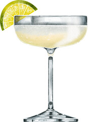 Daiquiri Cocktail Watercolor