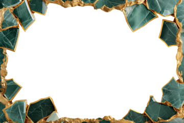 jadestone and gold container frame on transparent background