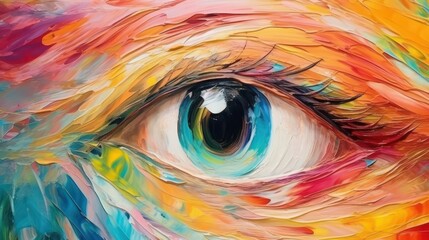close up of a painting eye 