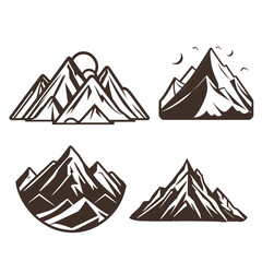 Free vector hand draw monochrome mountains set sketch design