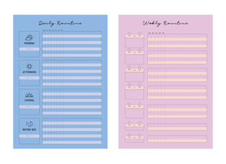 set of 2 Daily Rountine planner. (Hello)
