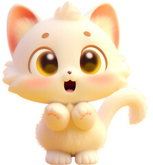 Naklejka premium 3d cute kitten isolated on transparent background. PNG