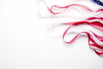 Elegant American Flag Ribbon on White Background