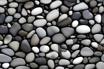 River Rocks in black, white and grey. Seamless or repeating pattern.-