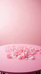 Fototapeta na wymiar Pink rose petals on pink background, valentine concept.