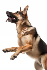 german shepherd dog jumping close up