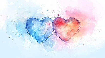 Obraz premium Watercolor Splash Romance: Soft and dreamy vector illustrations with watercolor-style splashes blending together to form romantic heart shapes