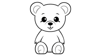 Obraz premium Drawing for children's coloring book cute bear. Illustration winter line on white background