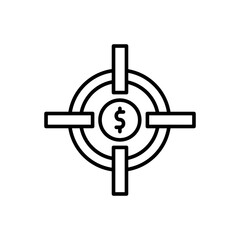 Dollar target outline icons, minimalist vector illustration ,simple transparent graphic element .Isolated on white background
