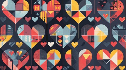 Geometric Heart Patterns: Vector illustrations of abstract geometric arrangements forming intricate heart shapes for a modern and artistic touch