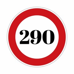 290 speed limit sign board, road side sign board for control speed. Road safety element, Two Hundred ninety speed, Danger Zone, high speed