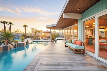 Fototapeta premium glistening pool with surrounding patio