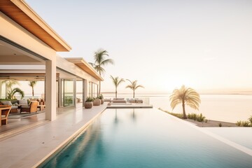 Fototapeta premium luxurious seaside villa with infinity pool and ocean view