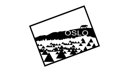 Symbol of Oslo, Oslo landmark,  black isolates silhouette