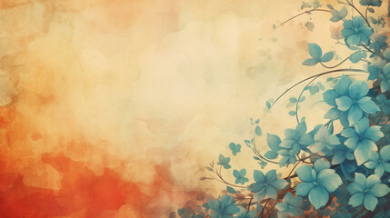 Abstract Background with Floral Ornament, watercolor and colorful art style.
