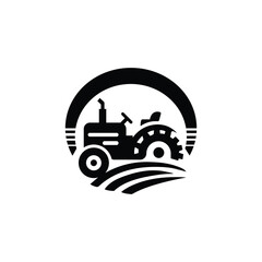 tractor illustration emblem logo vector