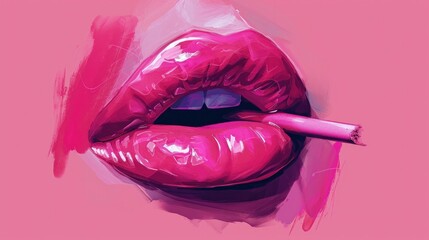 vector pink lipstick smudge   