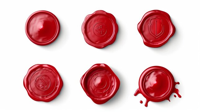 vector red wax seals set for letter and envelope   