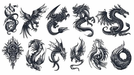 vector tattoo set element of your design used vector illustration   
