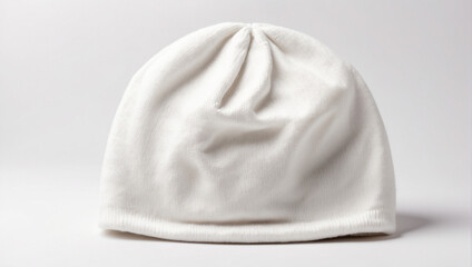 white beanie hat isolated on white background