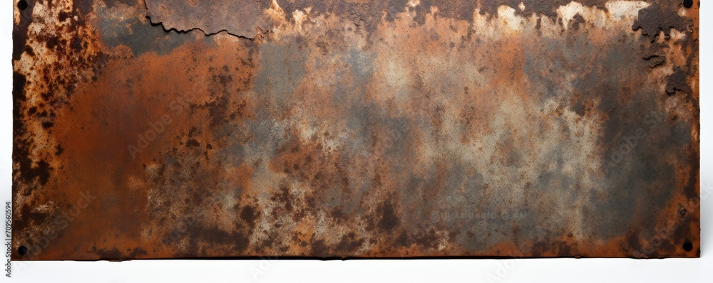 Wall mural Rusted metal banner on white background Generative AI