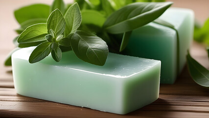 Handmade soap bars with medicinal plants. Spa set.