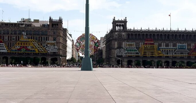 slow motion lateral shot of mexico city zocalo