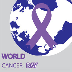  World Cancer Day Imagery for Strength and Awareness, Poster banner icon or logo with vector illustration.