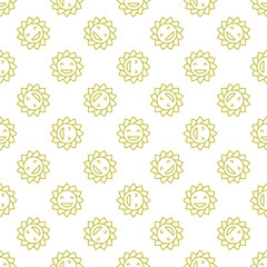Smiling Flower vector Groovy Style linear seamless pattern