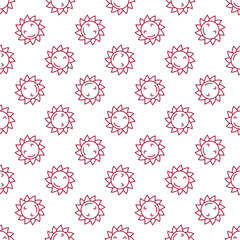 Smiling Flower vector linear seamless pattern
