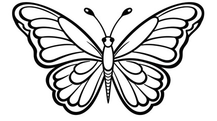 Drawing for children's coloring book cute butterfly. Illustration winter line on white background