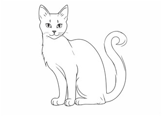 cute kitten, isolated vector silhouette, on white background