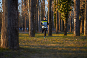Mature man running in the park
