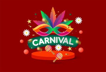 Carnival logo ornament vector with red background