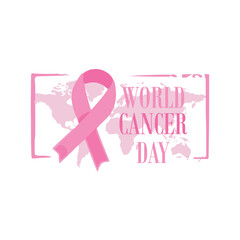  World Cancer Day Imagery for Strength and Awareness, Poster banner icon or logo with vector illustration.