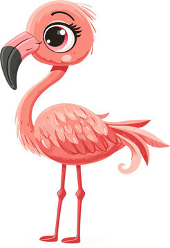 recommend clip art: Cartoon flamingo isolated on transparent background. PNG